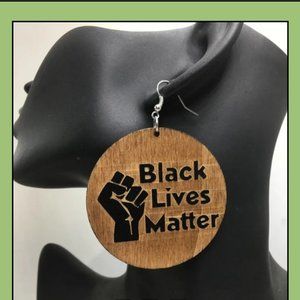 Black Lives Matter African Wooden Drop Earrings Popular Afro Melanin Jewelry